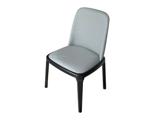  现代简约 环保皮艺 优选实木 八脚椅 无扶手灰色 餐椅