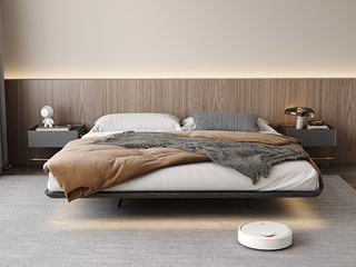  极简风格 北美进口白蜡木+碳素钢 1.8*2.0米床（悬浮床 不含床头 不含床下灯带）