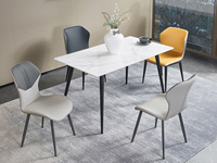 CBD 国际知名品牌 现代简约畅销百搭 宾利白亮光岩板台面1.4米餐台（此产品有短途物流费）