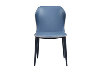  国际知名品牌 现代简约畅销百搭 高档皮艺 环抱造型设计灰蓝色餐椅（此产品有短途物流费）