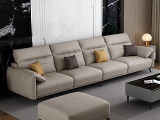  极简 羽绒科技布沙发 自由搭配组合 小户挚爱 5挡升降功能头枕 柔软舒适 卡其色 直排沙发 四人位