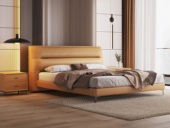歌迪 现代简约 优质皮艺+实木框架 暮光橙 1.8*2.0米卧室软床（搭配10公分松木排骨架）