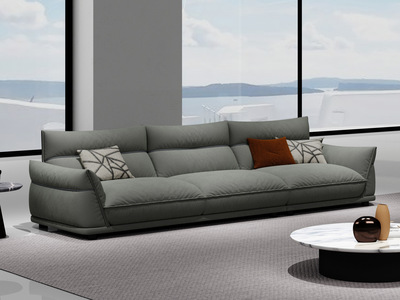  现代简约 超柔科技布+实木框架+高回弹海绵 客厅布艺沙发 四人位
