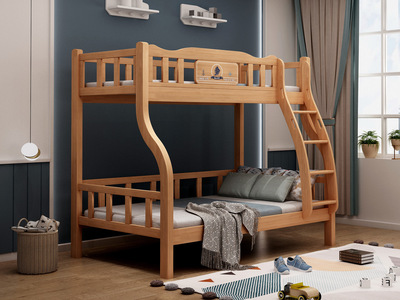  简美风格 橡胶木+松木床板 环保健康 儿童床 1.5*1.9米子母床