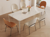 Milantti 米兰蒂 现代简约 安全防撞圆角 柱形桌脚设计 进口哑光岩板台面+铝合金脚架 1.4米 餐桌