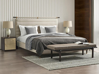  美克家居旗下品牌 中式风格 玺悦软包床 简约设计 科技布+高密海绵+白蜡木 卧室床1.5*2.0米