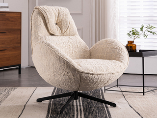 极简风格 意式蛋壳椅 柔软舒适 雪尼绒+高密度海绵填充+实木框架 休闲椅