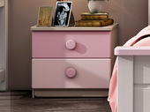 帕帕猫 简美风格 橡胶木 奶昔色+粉色 儿童床头柜