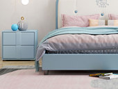 帕帕猫 简美风格 超纤皮 蓝色 儿童床头柜