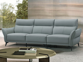  现代简约 优质皮艺+高密度回弹海棉+实木框架 薄荷绿 四人位直排沙发