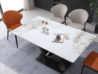   极简风格 碳素钢+PU皮 米灰+深灰 餐椅