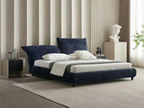 Milantti 米兰蒂 极简风格 高端舒适 雪尼尔绒+羽绒填充+实木框架 蓝色 1.8*2.0米床