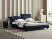 Milantti 米兰蒂 极简风格 高端舒适 雪尼尔绒+羽绒填充+实木框架 蓝色 1.8*2.0米床