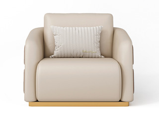  轻奢风格 黑檀系列 优质纳帕真皮+进口桦木 独特造型 单人位沙发（抱枕花色随机发货）(下单请参考实拍)

