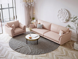 慕梵希 轻奢风格 超柔科技布 45D高密度Q弹海绵 轻柔触感羽绒填充 黄金倾斜角度 宽大坐深 粉色 组合沙发 单人位+四人位