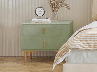  轻奢风格 全实木内架 优质扪布 清新绿 床头柜