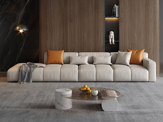  极简风格 设计师推荐款钢琴沙发 健康环保 光滑细腻 科技布 天然蓬松羽绒靠包 45D高密度Q弹海绵 进口俄罗斯松木框架 3.4米左扶手直排沙发