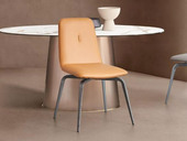 iLoven 意乐威 极简风格 优质皮艺+高密度海绵+五金脚 橙色 餐椅