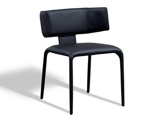  极简风格 优质超纤皮+高密度海绵+五金脚 黑色 餐椅
