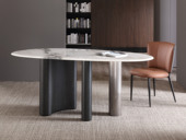 诺美帝斯 极简风格 芬迪白大理石+实木+不锈钢 1.8米 餐桌