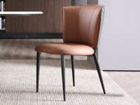 诺美帝斯 极简风格 超纤皮+五金架 桔色 餐椅（单把价格 需双数购买 单数不发货）