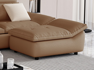  现代简约 超宽扶手帆船沙发 柔软舒适 优质科技布 实木框架 高回弹海绵 羽绒填充柔软靠包 卡其色 脚踏