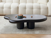 卡琪朵 现代简约 奶油风 环保烤漆工艺 耐刮耐磨 酷炫黑 0.9米 云朵茶几