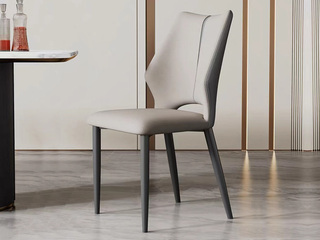  极简风格 皮艺+碳钢 灰色 餐椅 （单把价格 需双数购买 单数不发货）