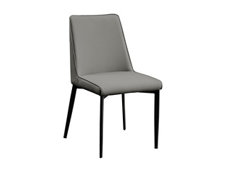  极简风格 皮艺+碳素钢脚 浅灰 餐椅 （单把价格 需双数购买 单数不发货）