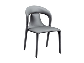 极简风格 皮艺+碳素钢脚架 深灰 餐椅 （单把价格 需双数购买 单数不发货）