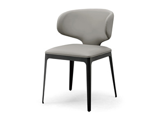  极简风格 皮艺+碳素钢脚架 浅灰 餐椅 （单把价格 需双数购买 单数不发货）
