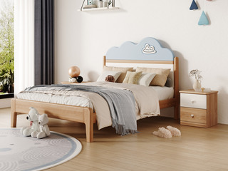  原木风格 环保健康 纯实木 儿童床 1.5米床 （搭配床板）
