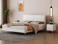 卡罗亚 极简风格 仿真皮+高回弹海绵+实木框架+五金脚 1.8米 皮艺床（搭配10公分钢木排骨架）