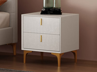 卡罗亚  极简风格 扪皮+实木抽屉+五金脚 床头柜