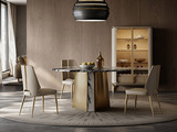 巴克洛 轻奢风格 大理石面+不锈钢拉丝钛金 1.35米 餐桌