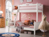 七彩童堡 原木风格 环保健康 纯实木 儿童床 1.5*1.9米子母床（含挂梯）（搭配床板）