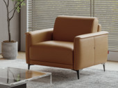 顾家家居 帕格尼尼真皮沙发 极简风格百搭舒适 进口头层头层黄牛皮 饱满加厚云感座包 人体工学曲线设计 呵护每个劳累“职场腰”琥珀黄 单人位沙发（此产品有短途物流费）