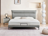 左右沙发 极简风格 瓶中信 真皮床 细腻柔软头层牛皮 舒适高回弹海绵软包床 俄罗斯落叶松木框架 1.8*2.0米床（带金属档杆）（此产品有短途物流费）