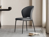 歌迪 极简风格 优质皮艺+碳素钢脚架 深灰色 餐椅（单把价格 需双数购买 单数不发货）