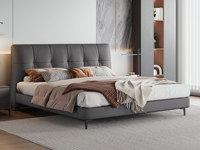 歌迪 极简风格 抗皱耐撕拉仿真皮 高密度高回弹海绵 俄罗斯进口落叶松实木框架 1.5*2.0米 深灰色 床（搭配10公分松木排骨架）