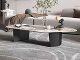 歌迪 极简风格 不规则异形潘多拉岩板台面 弧形碳素钢桌脚  茶几