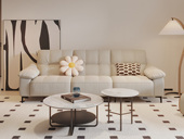 左右沙发 现代简约 亲肤透气超柔科技布 均匀方格大靠包 稳固不易变形 高回弹海绵+实木内架 四人直排沙发 （不含抱枕）（此产品有短途物流费）