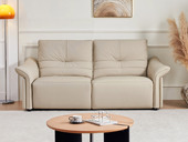 左右沙发 极简风格 真皮沙发 进口头层牛皮亲肤透气 云端包裏高密度海绵 三人位直排沙发（此产品有短途物流费）