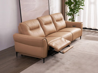 【现货】芝华仕 旗舰款 现代简约 全面升级零靠墙电动功能位 落日系列 头层牛皮功能沙发 甄选进口头层黄牛皮 仿花瓣式流线靠包 轻盈蓬松海绵 姜黄色 右功能位三人沙发（此产品有短途物流费）