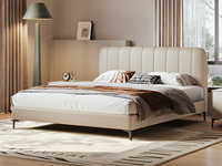 歌迪 极简风格 抗皱耐撕拉仿真皮 高密度高回弹海绵 俄罗斯进口落叶松实木框架 1.8*2.0米 杏仁白  床（搭配10公分松木排骨架）
