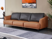 CBD 国际知名品牌 现代简约头层牛皮 进口天然云杉木柔软舒适靠包 三人位沙发（此产品有短途物流费）