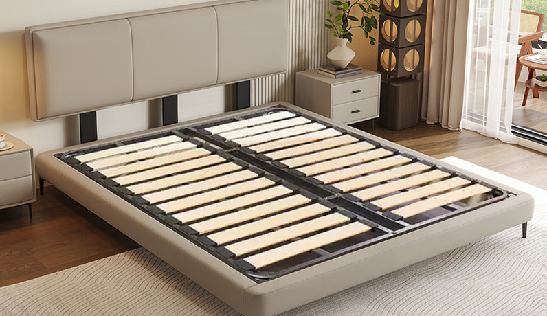 歌迪【性价比NO.1】极简风格 细腻柔韧仿真皮 可调节床头0靠墙设计 更“省”空间 高密度海绵Q弹软糯抗压支撑+5A级俄罗斯落叶松实木框架 1.5*2.0米床（搭配10公分松木排骨架）
