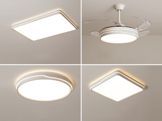 【包邮】 现代简约风格 铁艺+亚克力 客厅卧室系列 全屋套餐D2423-两室两厅-三色无极天猫 哑白 吸顶灯（内蒙古，新疆，西藏，青海，甘肃、宁夏等地区不包邮 运费请咨询客服