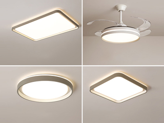 【包邮】 现代简约风格 铁艺+亚克力 客厅卧室系列 全屋套餐D2424-两室两厅-三色无极天猫 哑白 吸顶灯（内蒙古，新疆，西藏，青海，甘肃、宁夏等地区不包邮 运费请咨询客服