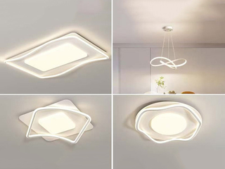 【包邮】 现代简约风格 铁艺+铝材+亚克力 客厅卧室系列 全屋套餐JD2390-两室两厅-三色 白色 吸顶灯（内蒙古，新疆，西藏，青海，甘肃、宁夏等地区不包邮 运费请咨询客服